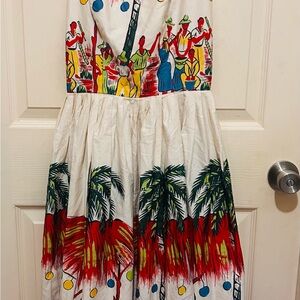 Vibrant Strapless Dress with Tropical Print